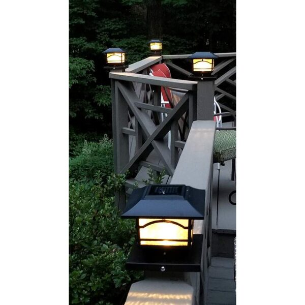 Banry 7" High Black LED Solar Post Cap Lights Set of 4 - Image 3