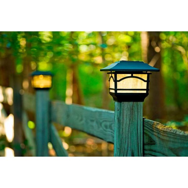 Banry 7" High Black LED Solar Post Cap Lights Set of 4 - Image 4